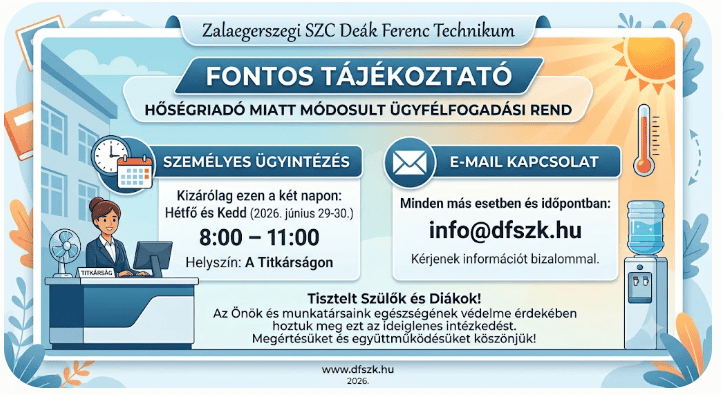 Módosított Ügyfélfogadás a Hőségriadó Alatt