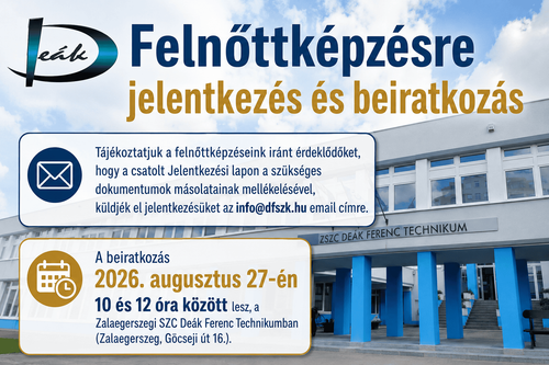 Felnőttképzésre jelentkezés és beiratkozás